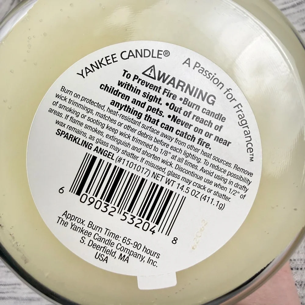 Yankee Candle Sparkling Angel Scented Candle Glass‎ Jar 14.5oz Winter Holiday